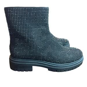 INC INTERNATIONAL CONCEPTS  Beslana Lug Sole Booties Black Bling NEW Size 6